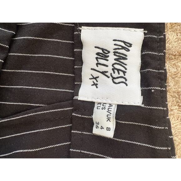 PRINCESS POLLY Luca Pin Stripe 2 Pc SET Crop Top Mini Skirt Size 4 MOB MISTRESS - Picture 3 of 6